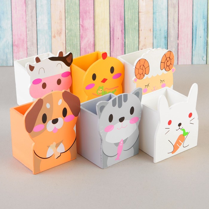 Карандашница "Весёлые зверята", МИКС