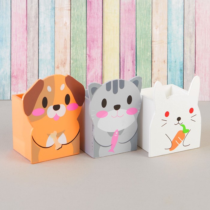 Карандашница "Весёлые зверята", МИКС