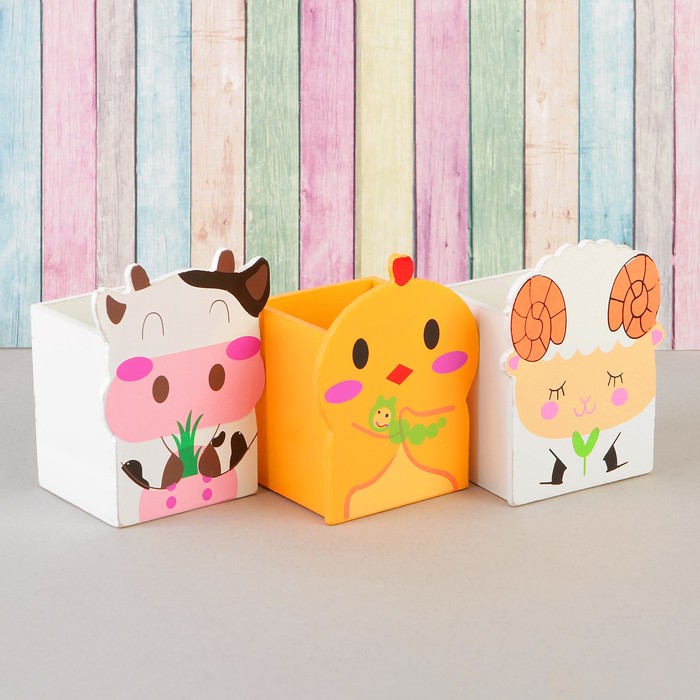 Карандашница "Весёлые зверята", МИКС