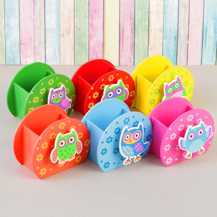 Карандашница "Совята", с прищепкой, МИКС