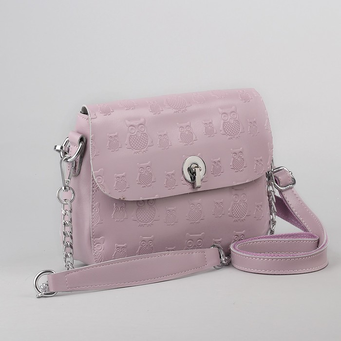 Сумка женская, отдел с перегородкой, наружный карман, длинный ремень, цвет сиреневый