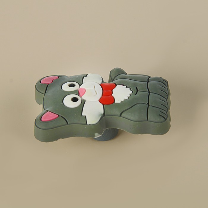 Ручка-кнопка детская KID 010, "Котенок", резиновая