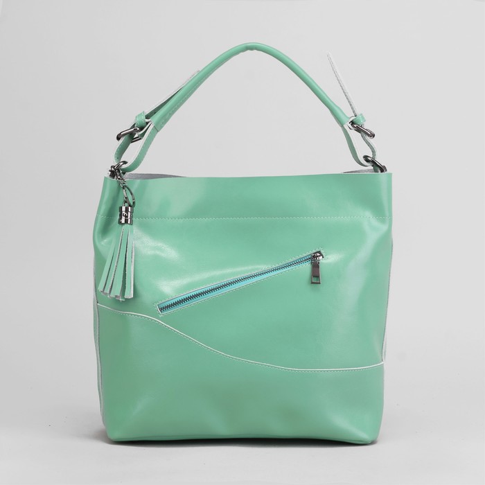 Сумка женская, отдел с перегородкой на молнии, 2 наружных кармана, цвет мятный