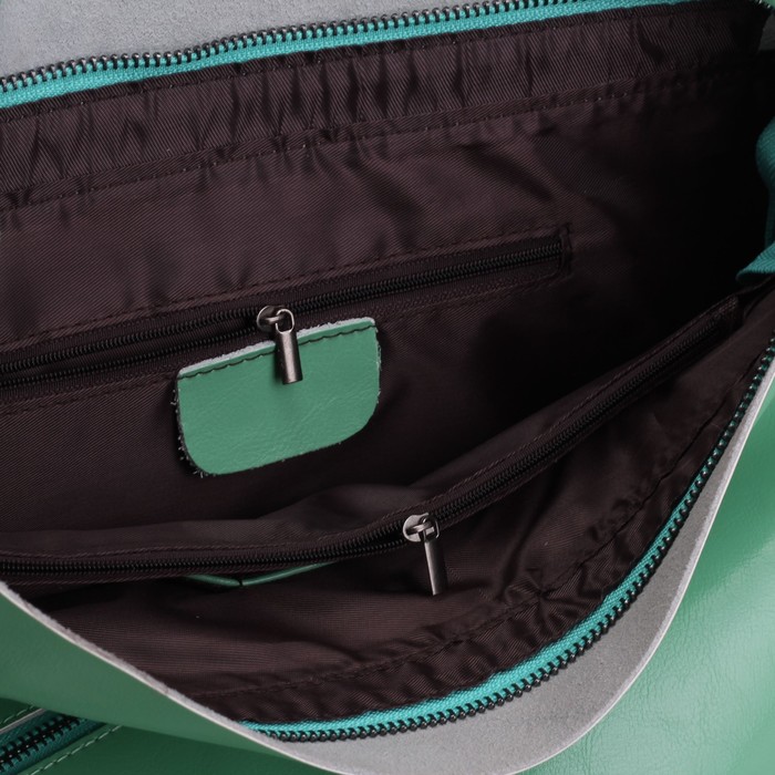 Сумка женская, отдел с перегородкой на молнии, 2 наружных кармана, цвет мятный