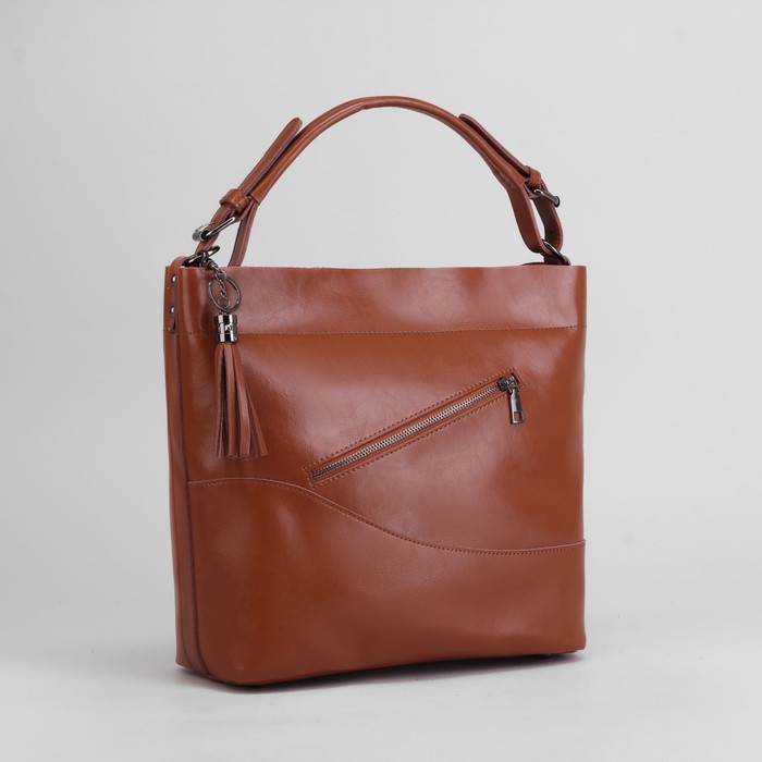 Сумка женская, отдел с перегородкой на молнии, 2 наружных кармана, цвет рыжий