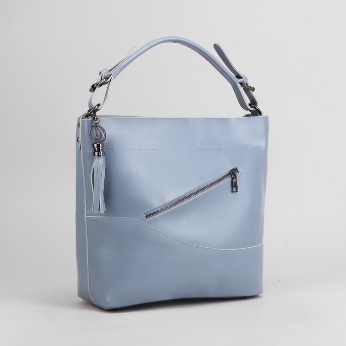 Сумка женская, отдел с перегородкой на молнии, 2 наружных кармана, цвет голубой