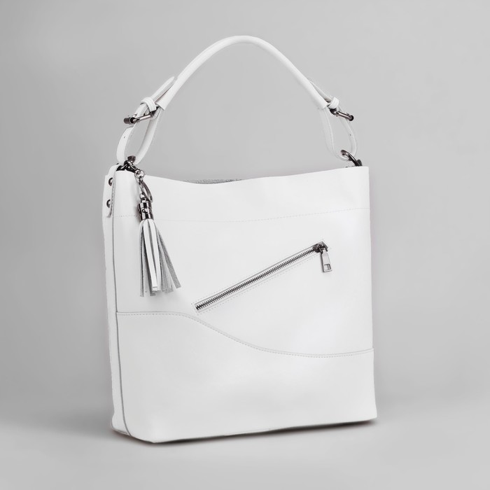 Сумка женская, отдел с перегородкой на молнии, 2 наружных кармана, цвет белый
