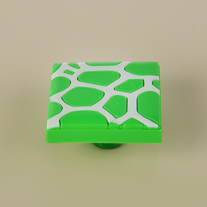 Ручка-кнопка детская KID 018, "Пятна", резиновая, зеленая