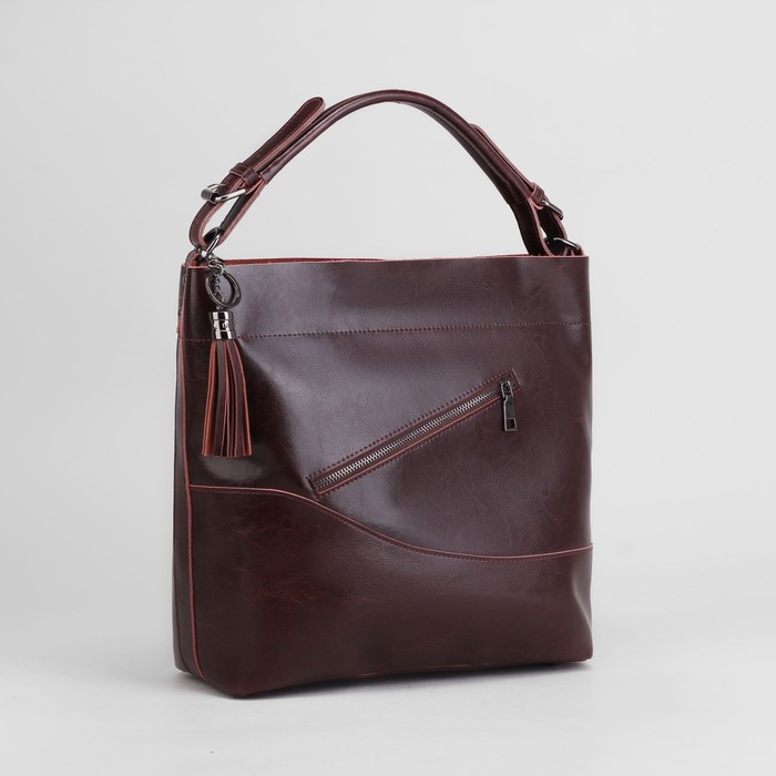 Сумка женская, отдел с перегородкой на молнии, 2 наружных кармана, цвет коричневый