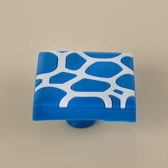 Ручка-кнопка детская KID 018, "Пятна", резиновая, синяя