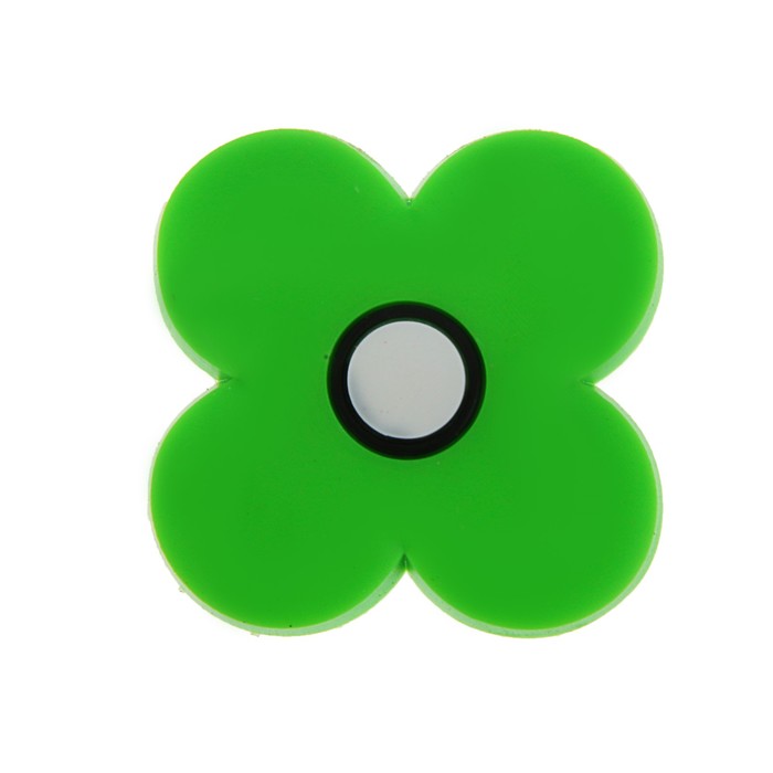 Ручка-кнопка детская KID 023, "Цветочек 1", резиновая, зеленая
