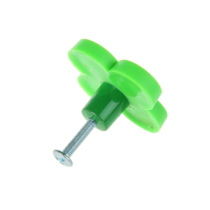 Ручка-кнопка детская KID 023, "Цветочек 1", резиновая, зеленая