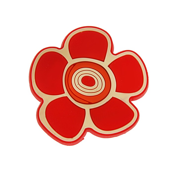 Ручка-кнопка детская KID 024, "Цветочек 2", резиновая, красная