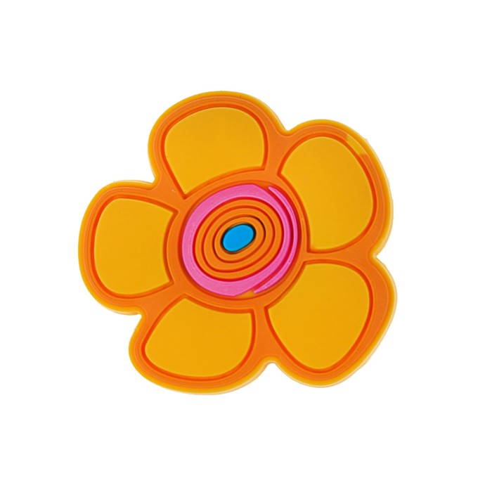 Ручка-кнопка детская KID 024, "Цветочек 2", резиновая, желтая