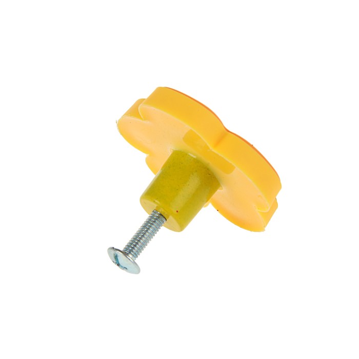 Ручка-кнопка детская KID 024, "Цветочек 2", резиновая, желтая