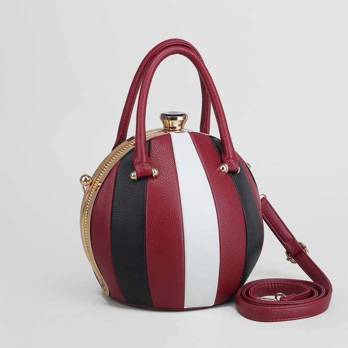 Сумка женская, отдел на фермуаре, длинный ремень, цвет бордовый