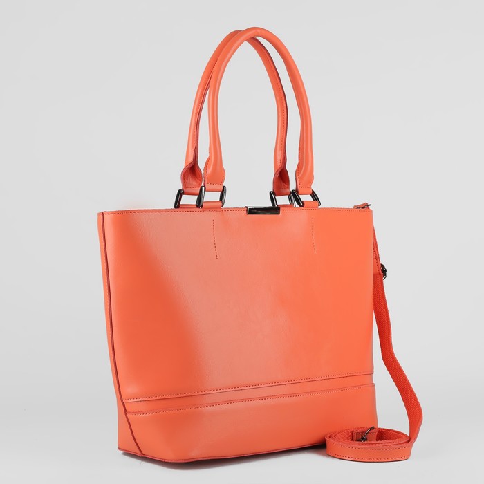 Сумка женская, отдел с перегородкой, наружный карман, длинный ремень, цвет коралловый