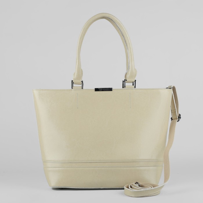 Сумка женская, отдел с перегородкой, наружный карман, длинный ремень, цвет молочный