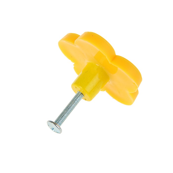 Ручка-кнопка детская KID 025, "Цветочек", резиновая, желтая