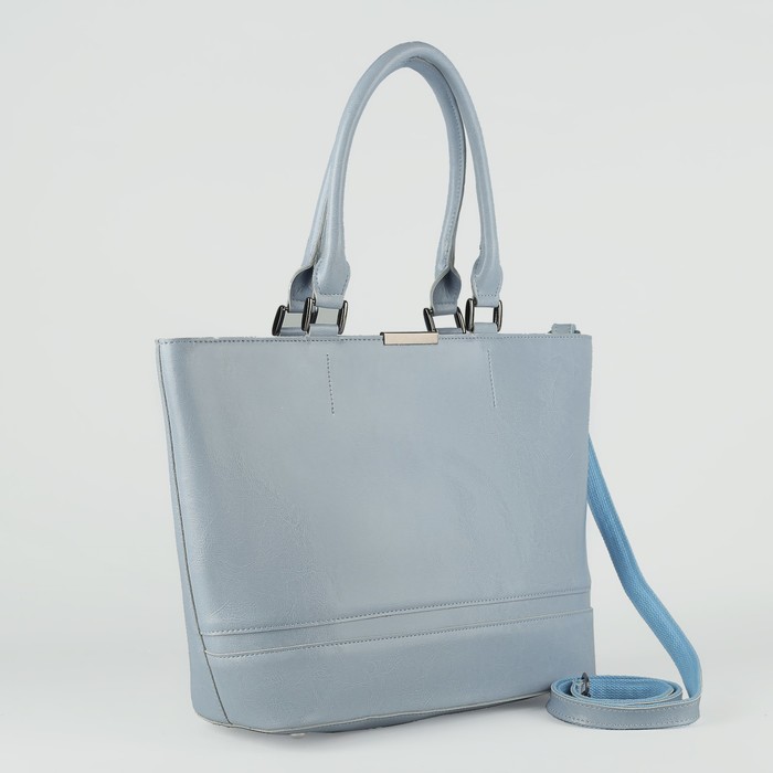 Сумка женская, отдел с перегородкой, наружный карман, длинный ремень, цвет голубой
