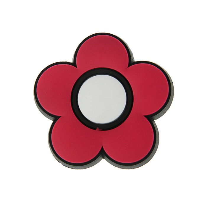 Ручка-кнопка детская KID 025, "Цветочек", резиновая, красная