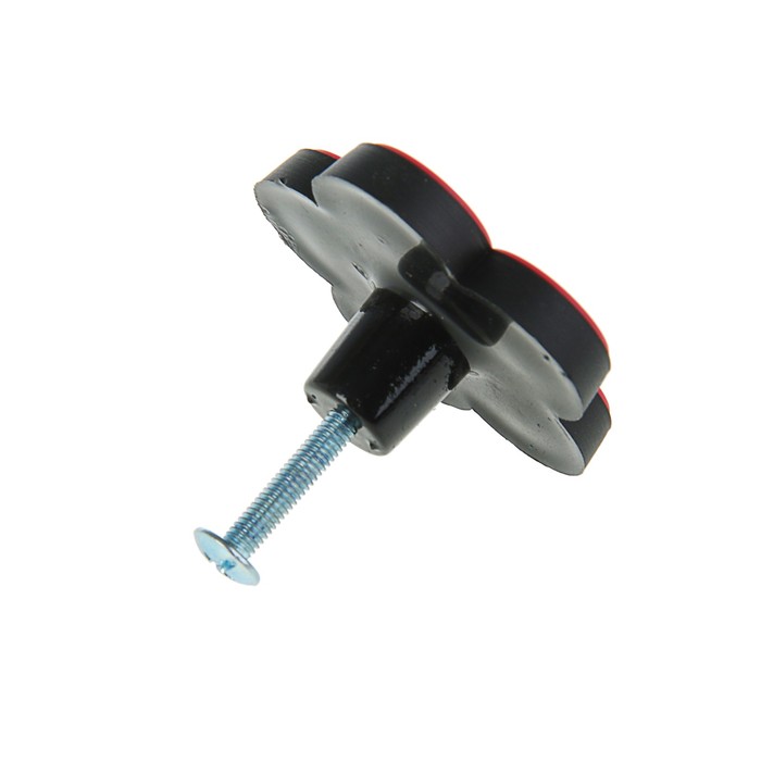 Ручка-кнопка детская KID 025, "Цветочек", резиновая, красная