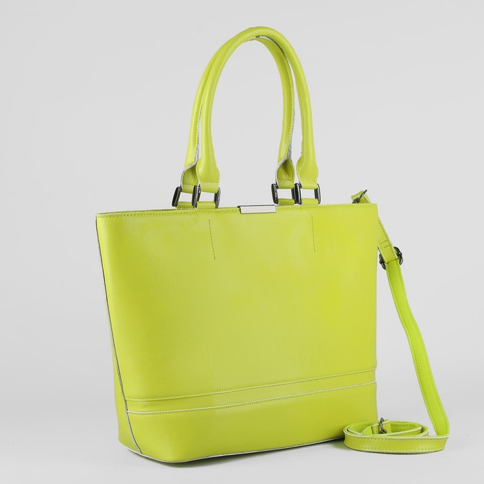 Сумка женская, отдел с перегородкой, наружный карман, длинный ремень, цвет лимонный