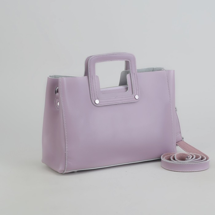 Сумка женская, отдел с перегородкой на молнии, наружный карман, длинный ремень, цвет пудровый