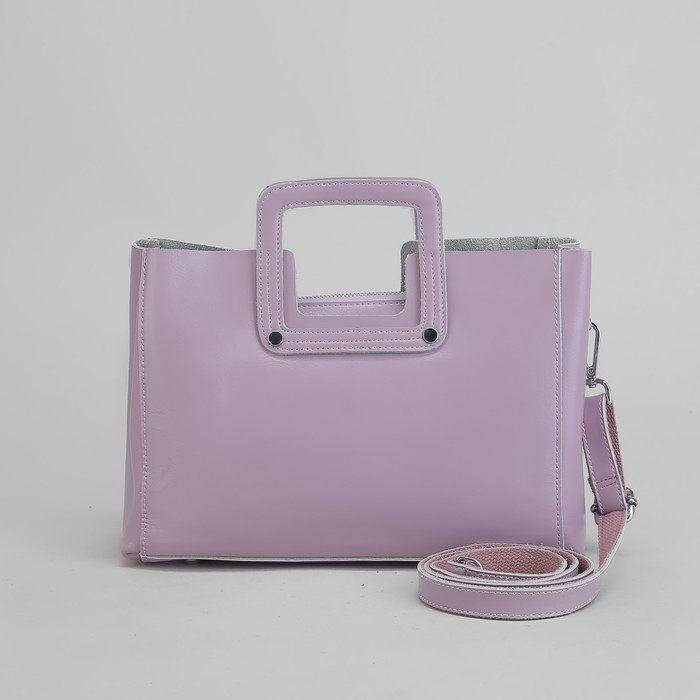 Сумка женская, отдел с перегородкой на молнии, наружный карман, длинный ремень, цвет пудровый