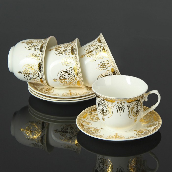 Сервиз чайный "Генриетта", 8 предметов: 4 чашки 220 мл, 4 блюдец 13,5 см УЦЕНКА