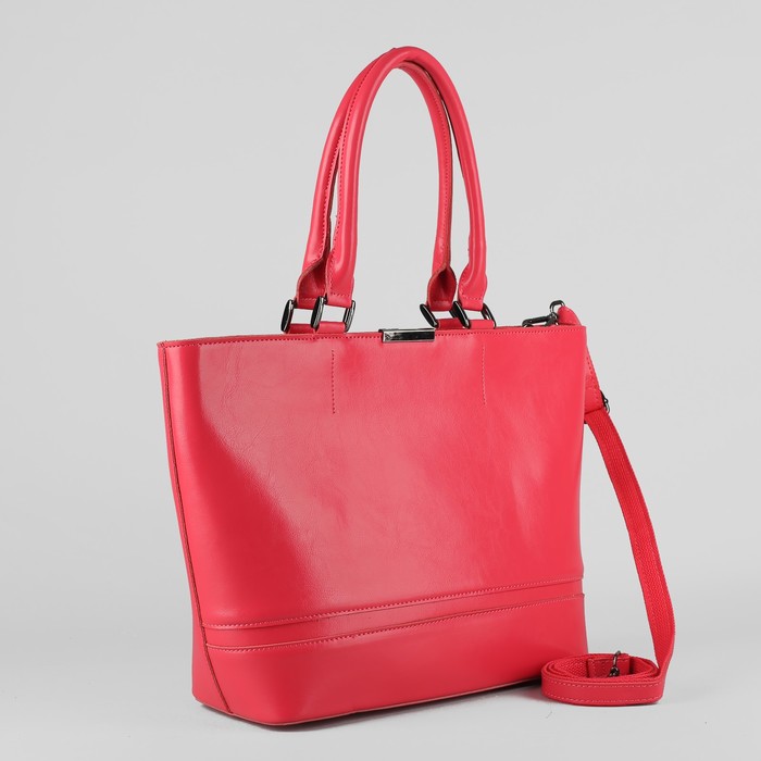 Сумка женская, отдел с перегородкой, наружный карман, длинный ремень, цвет коралловый