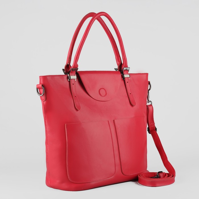 Сумка женская, отдел с перегородкой, 3 наружных кармана, цвет коралловый