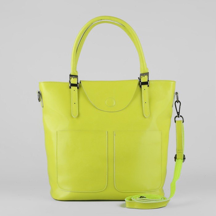 Сумка женская, отдел с перегородкой, 3 наружных кармана, цвет лимонный