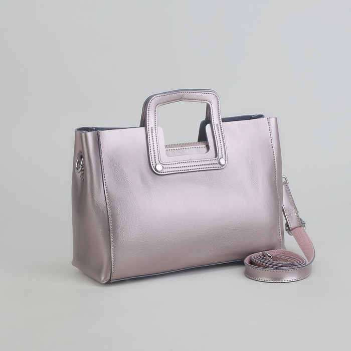 Сумка женская, отдел с перегородкой на молнии, наружный карман, длинный ремень, цвет сиреневый