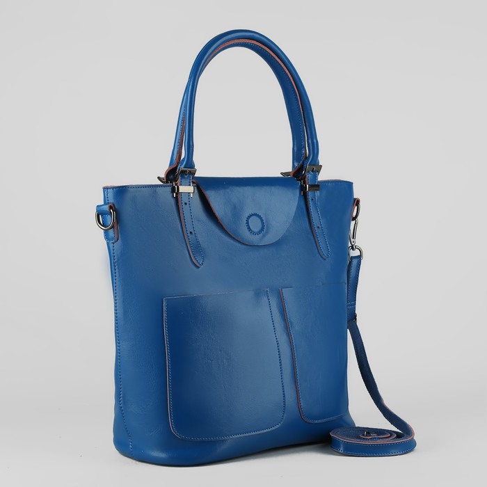 Сумка женская, отдел с перегородкой, 3 наружных кармана, цвет синий