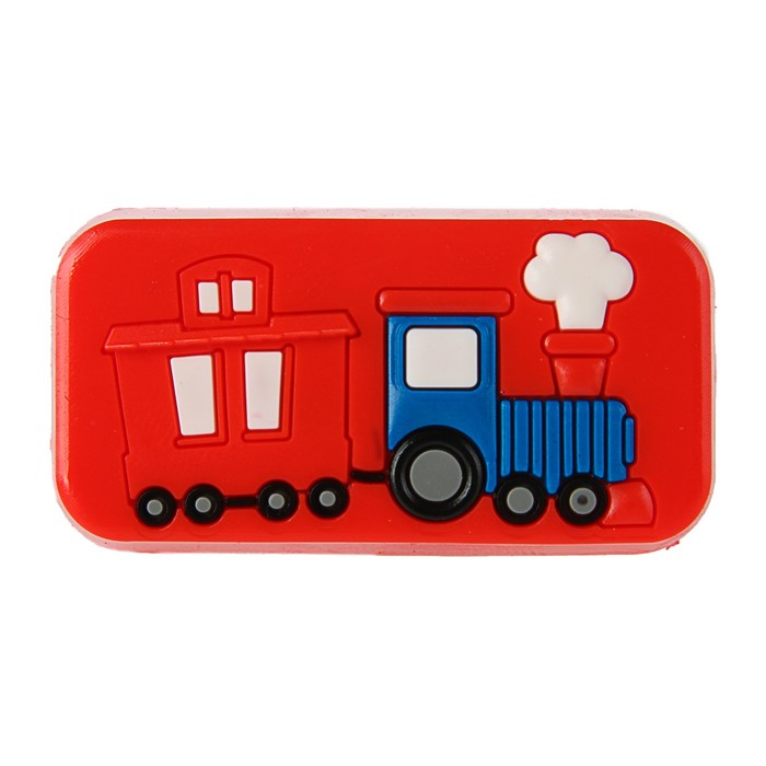 Ручка-кнопка детская KID 033, "Паровозик", резиновая, красная