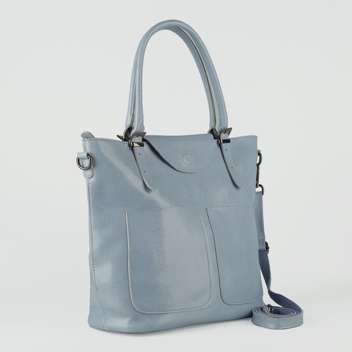 Сумка женская, отдел с перегородкой, 3 наружных кармана, цвет голубой