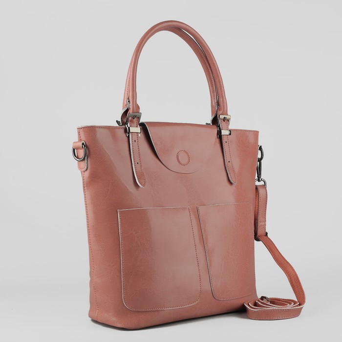 Сумка женская, отдел с перегородкой, 3 наружных кармана, цвет розовый