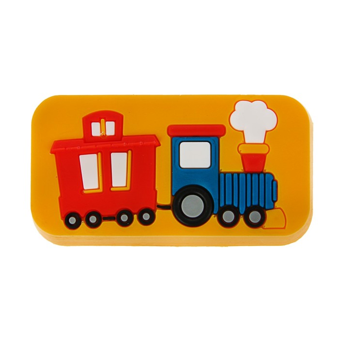 Ручка-кнопка детская KID 033, "Паровозик", резиновая, желтая