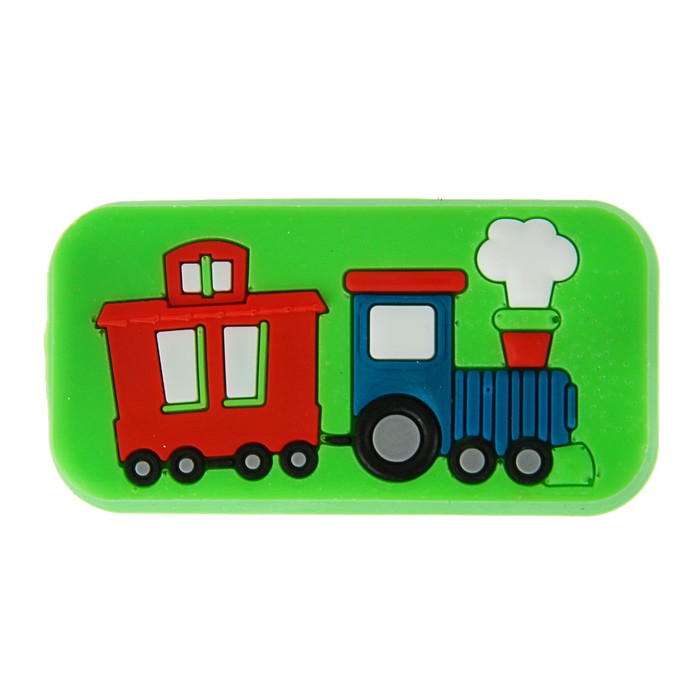 Ручка-кнопка детская KID 033, "Паровозик", резиновая, зеленая