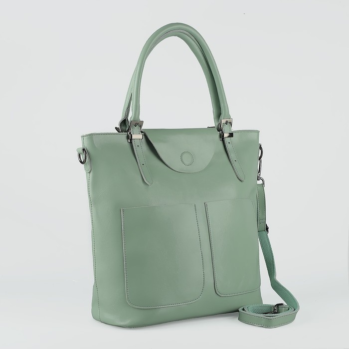 Сумка женская, отдел с перегородкой, 3 наружных кармана, цвет мятный