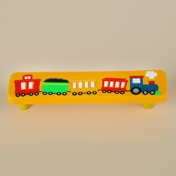 Ручка-скоба детская KID 034, "Паровозик", 96 мм, резиновая, желтая