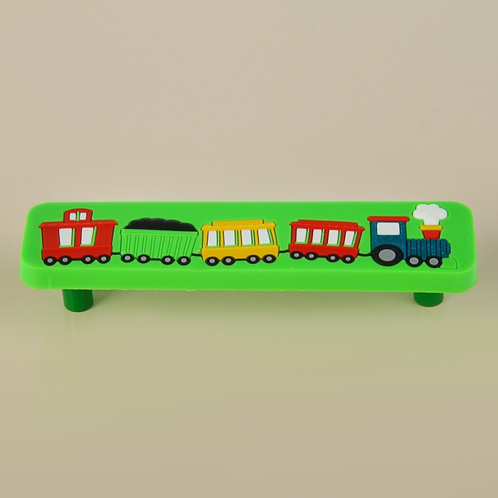 Ручка-скоба детская KID 034, "Паровозик", 96 мм, резиновая, зеленая