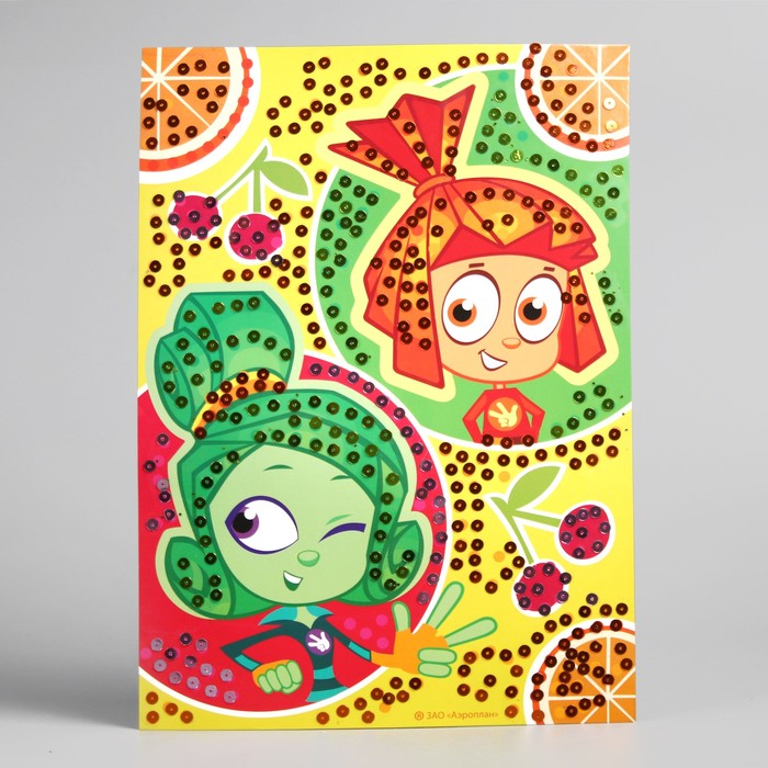 Аппликация пайеткамиФИКСИКИ "Друзья: Верта и Симка" + 4 цвета паейток по 7 грамм