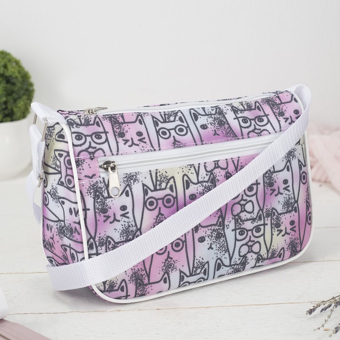 Сумка детская на молнии, длинный ремень, цвет розовый