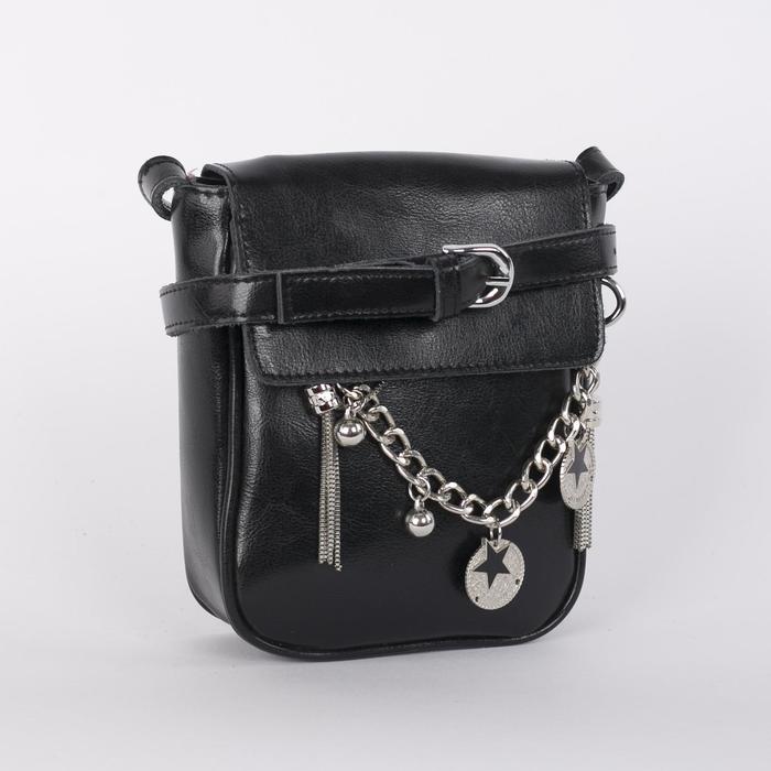 Сумка женская, отдел на молнии, наружный карман, длинный ремень, цвет чёрный