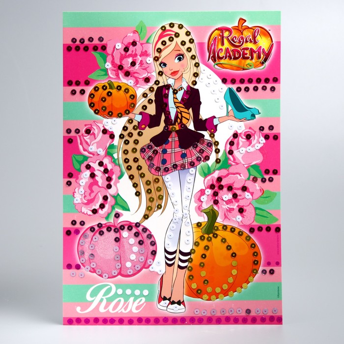Аппликация пайетками "Роуз" Королевская академия + 4 цвета паейток по 7 грамм