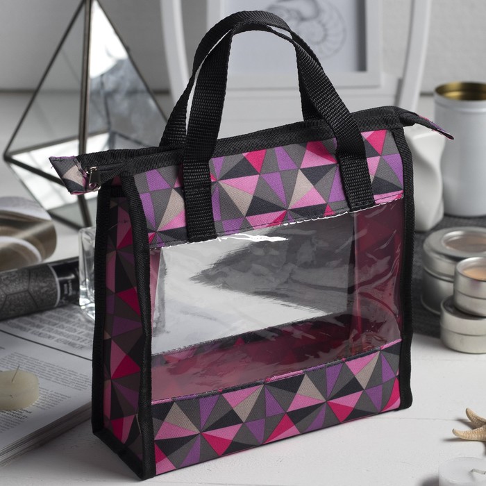 Косметичка банная "Фитнес", отделение на молнии, цвет чёрный/розовый