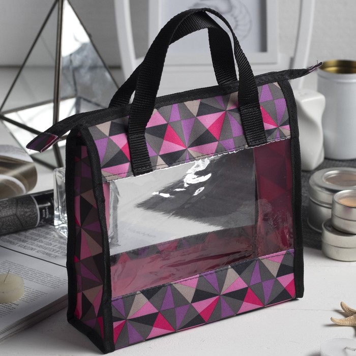 Косметичка банная "Фитнес", отделение на молнии, цвет чёрный/розовый