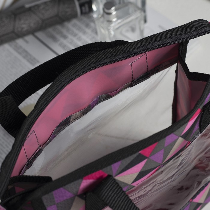 Косметичка банная "Фитнес", отделение на молнии, цвет чёрный/розовый